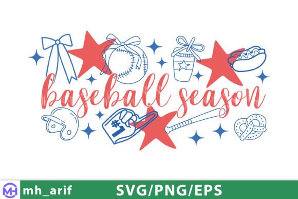Baseball Season Hand-Drawn PNG for T-Shirt Designs and Graphics