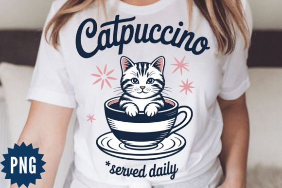 Cat Coffee Cup Pun Sublimation Graphics & T-Shirt Designs