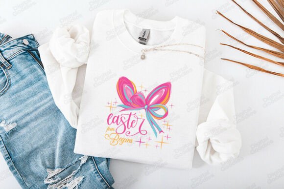 Cute Easter Bow Fun Begins Design: Graphics for T-Shirt Designs