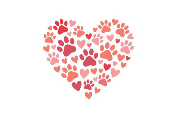 Pet Paw Heart Love Graphics for T-Shirt Designs