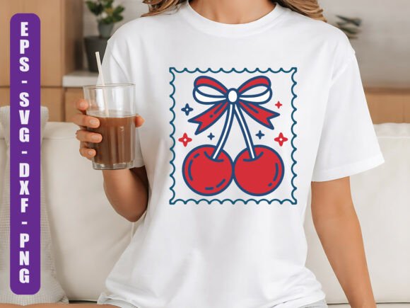 Retro Cherry Bow SVG: Graphics for T-Shirt Designs