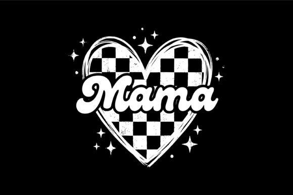 Retro Mama Checker Heart Graphics for T-Shirt Designs