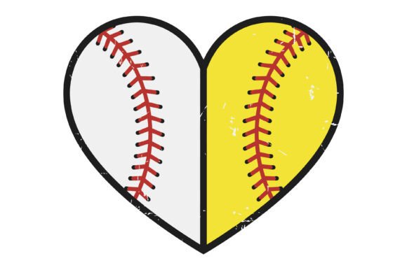 Softball Heart Graphics for T-Shirt Designs