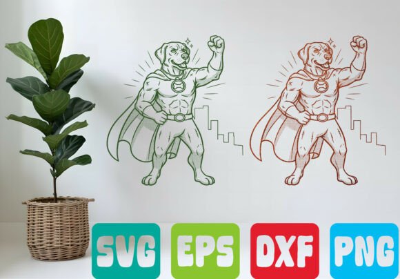 Superhero Dog SVG City Design Graphics for T-Shirt Designs